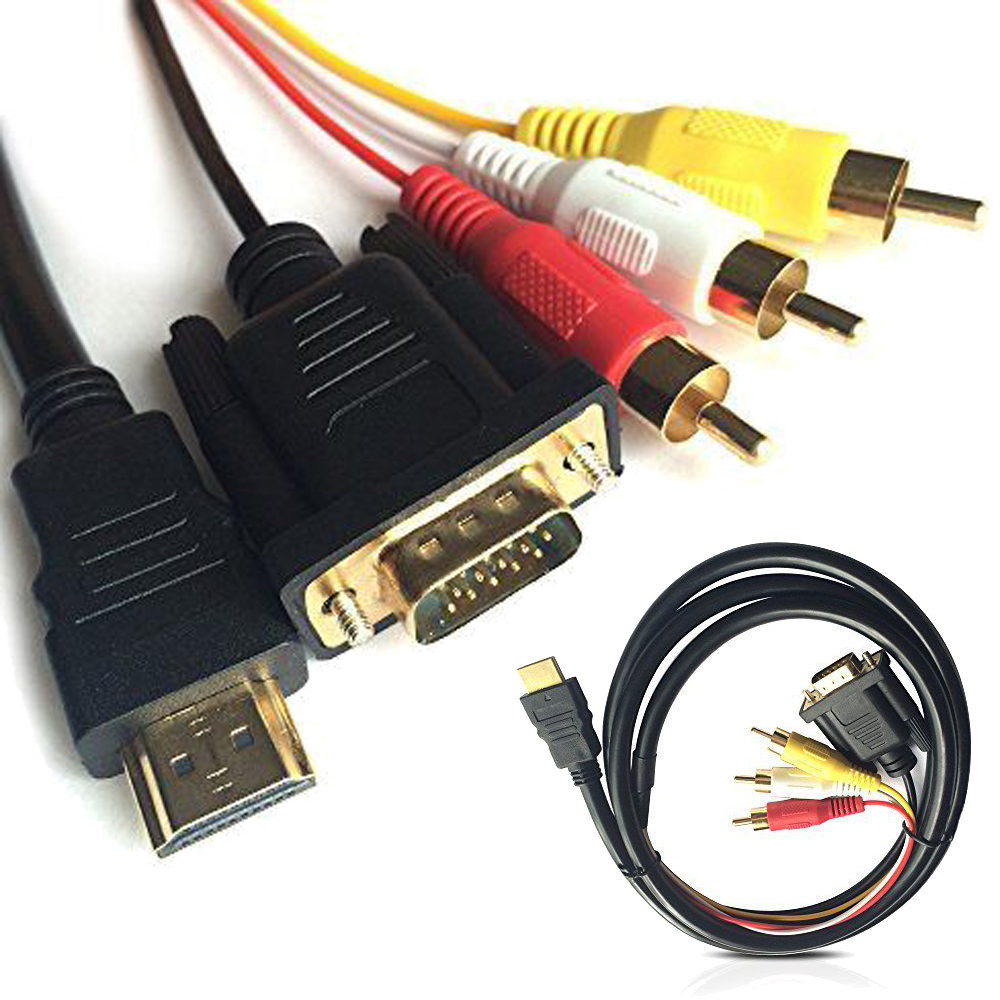 1.5M HDMI to VGA 3RCA Converter Adapter Cable Highquality Connector